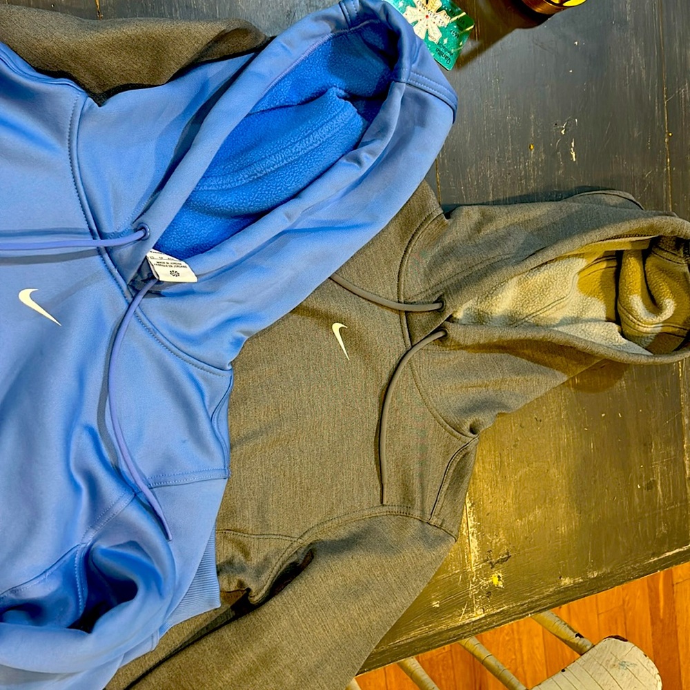 Gray and light blue Nike hoodie XS